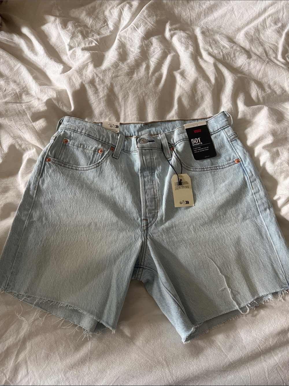 Levi's Light Blue 501 High-Rise Raw-Hem Jean Shorts